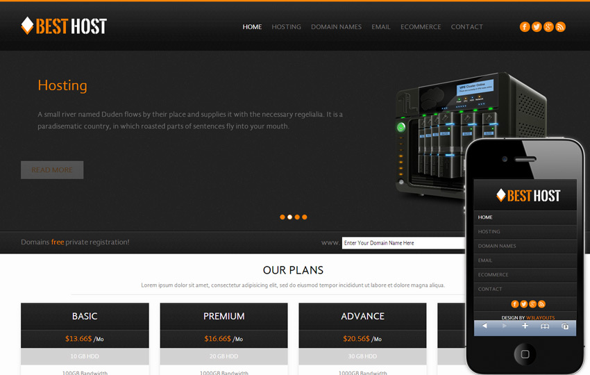 web hosting templates