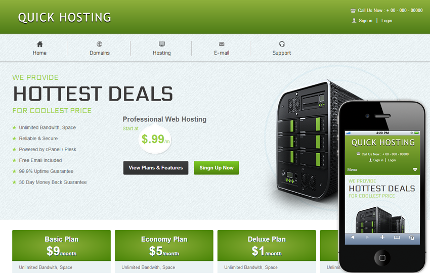 web hosting templates