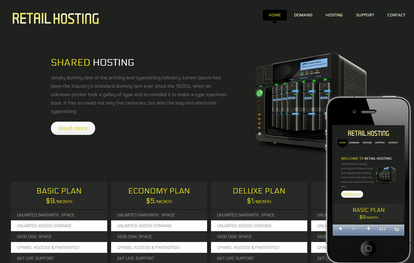 web hosting templates