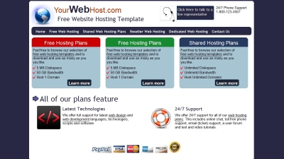 web hosting template