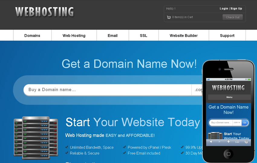 web hosting templates